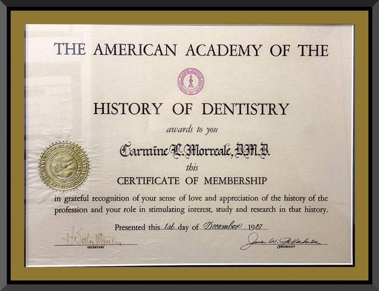 BCOH_Certification_American_History_of_Dentistry_Certificate_IMG_1925s